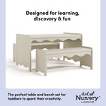 Casablanca frosted oat table and bench set features callout