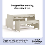 Casablanca frosted oat table and bench set features callout