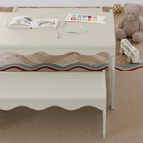 Casablanca frosted oat table and bench set in a kids room