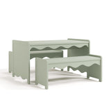 Casablanca sage table and bench set angle view