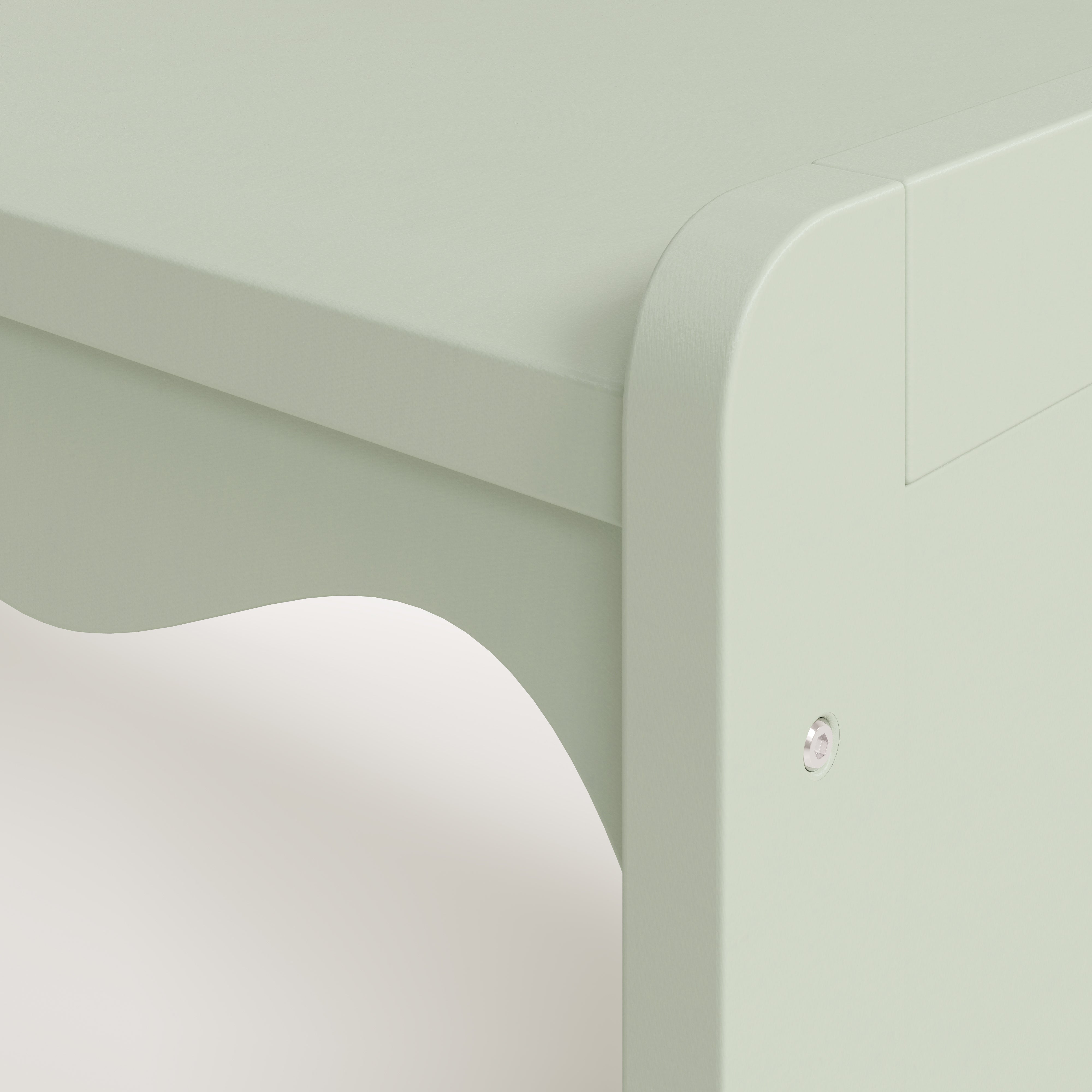 Casablanca sage table and bench set close up of wave design