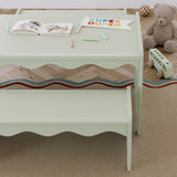 Casablanca sage table and bench set in a kids room