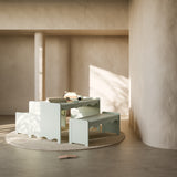 Casablanca sage table and bench set in a kids room