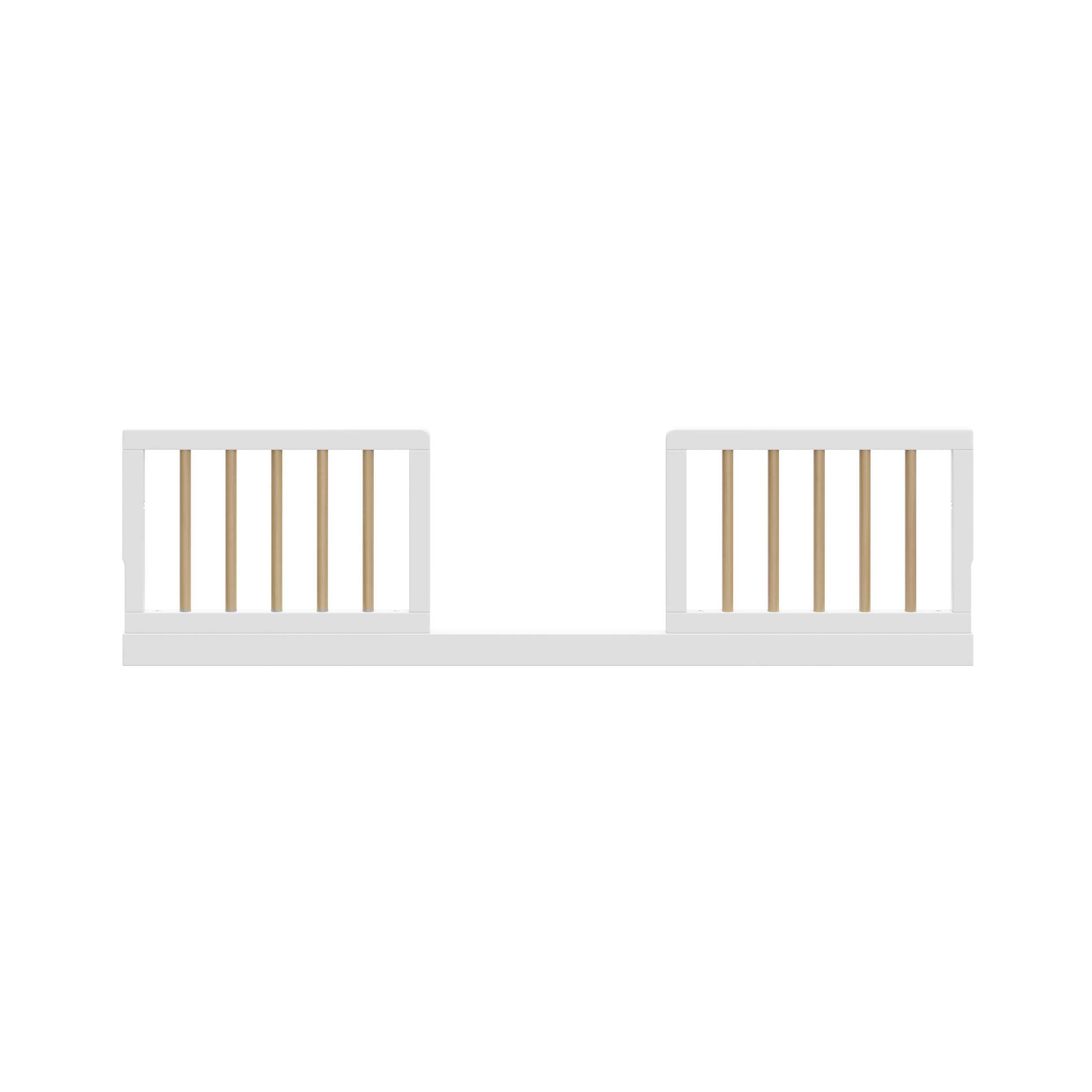 front view of white with driftwood Toddler Safety Guardrail Kit with dowels