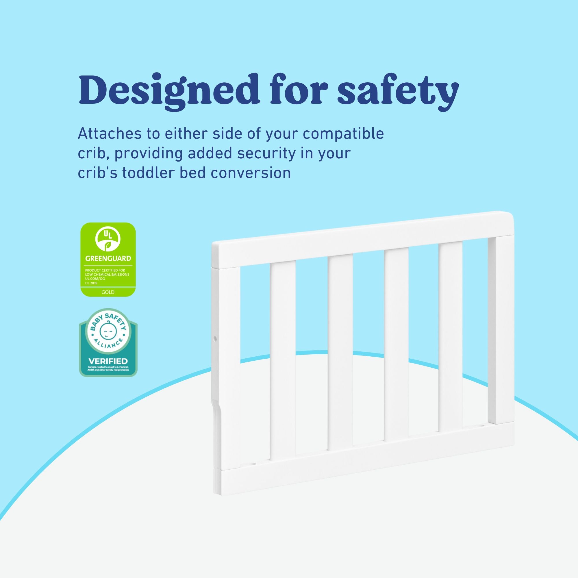 Graco toddler guardrail slats white certifications callout