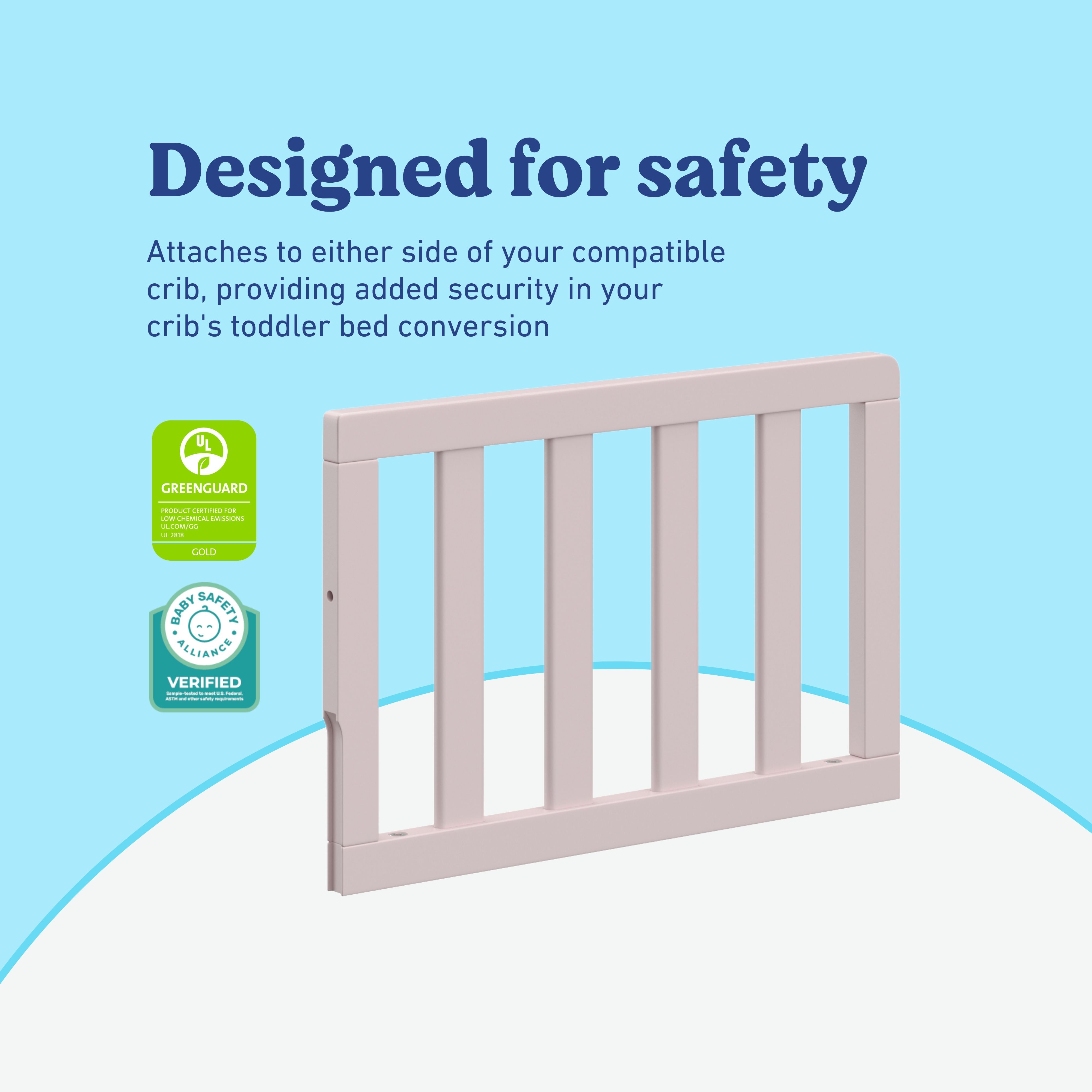 Toddler blush guardrail slats certifications