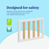 Graco toddler guardrail slats white with natural certifications callout
