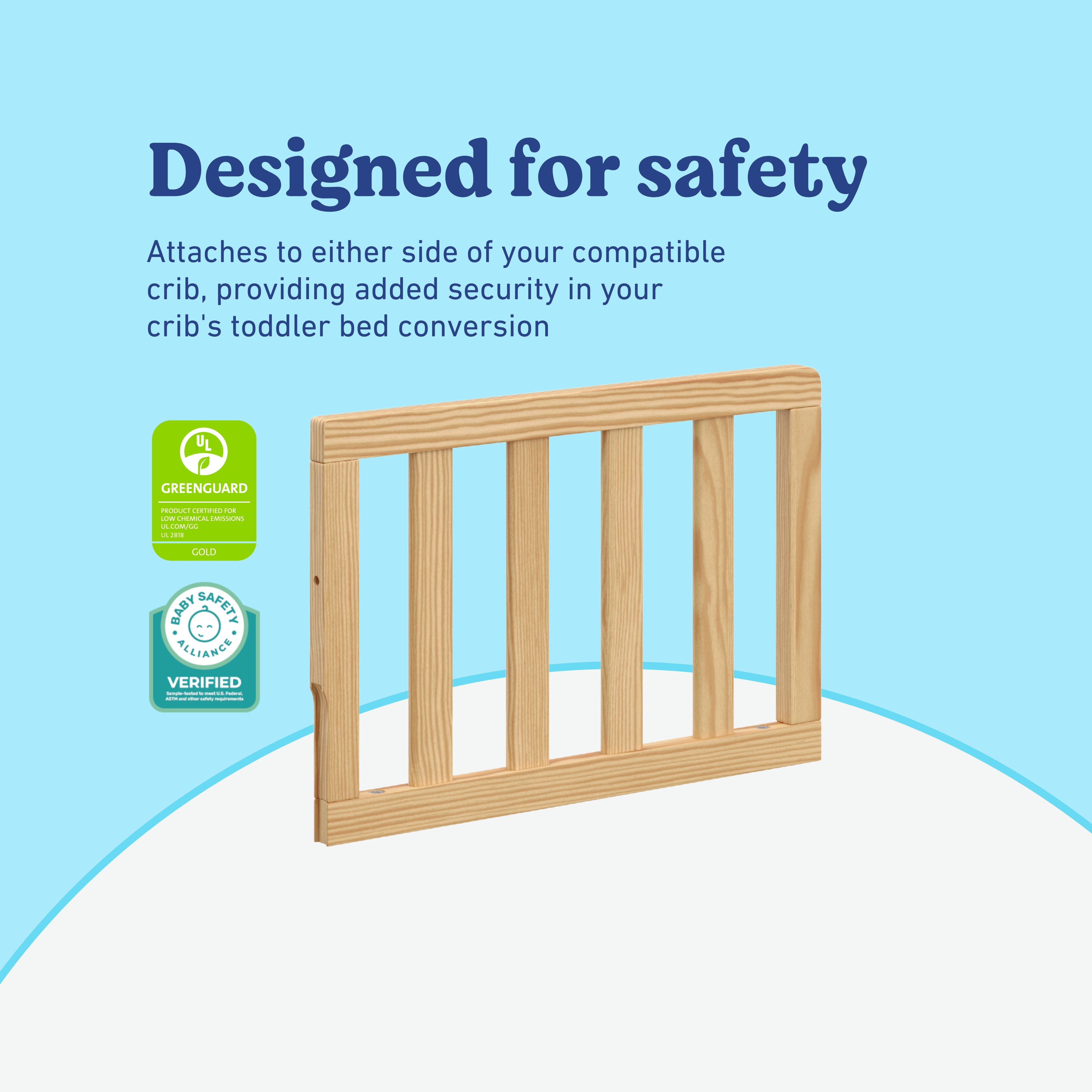 Natural toddler safety guardrail slats certifications callout