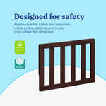 Espresso toddler safety guardrail slats certifications callout