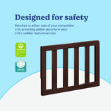 Espresso toddler safety guardrail slats certifications callout