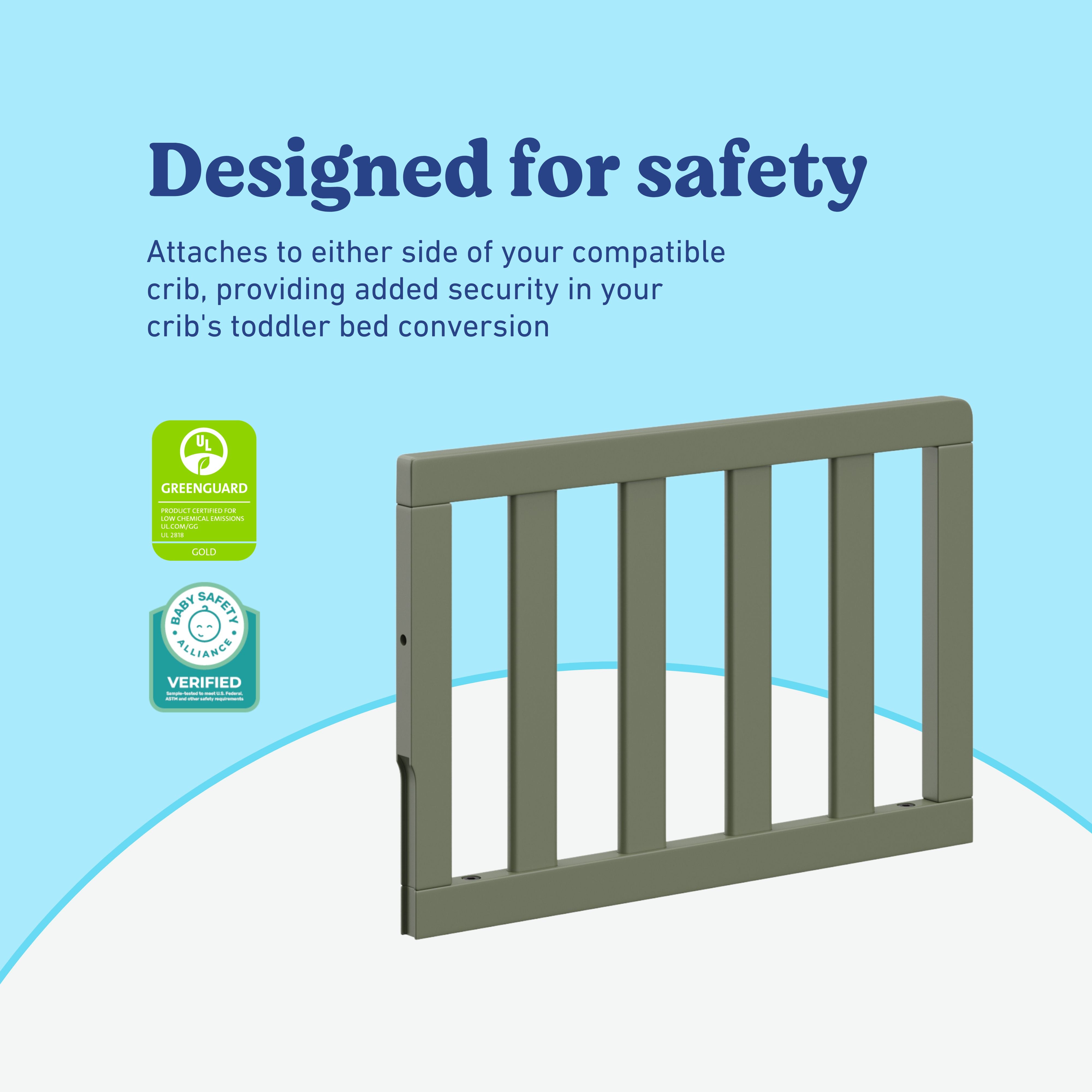 Olive toddler safety guardrail slats certifications callout