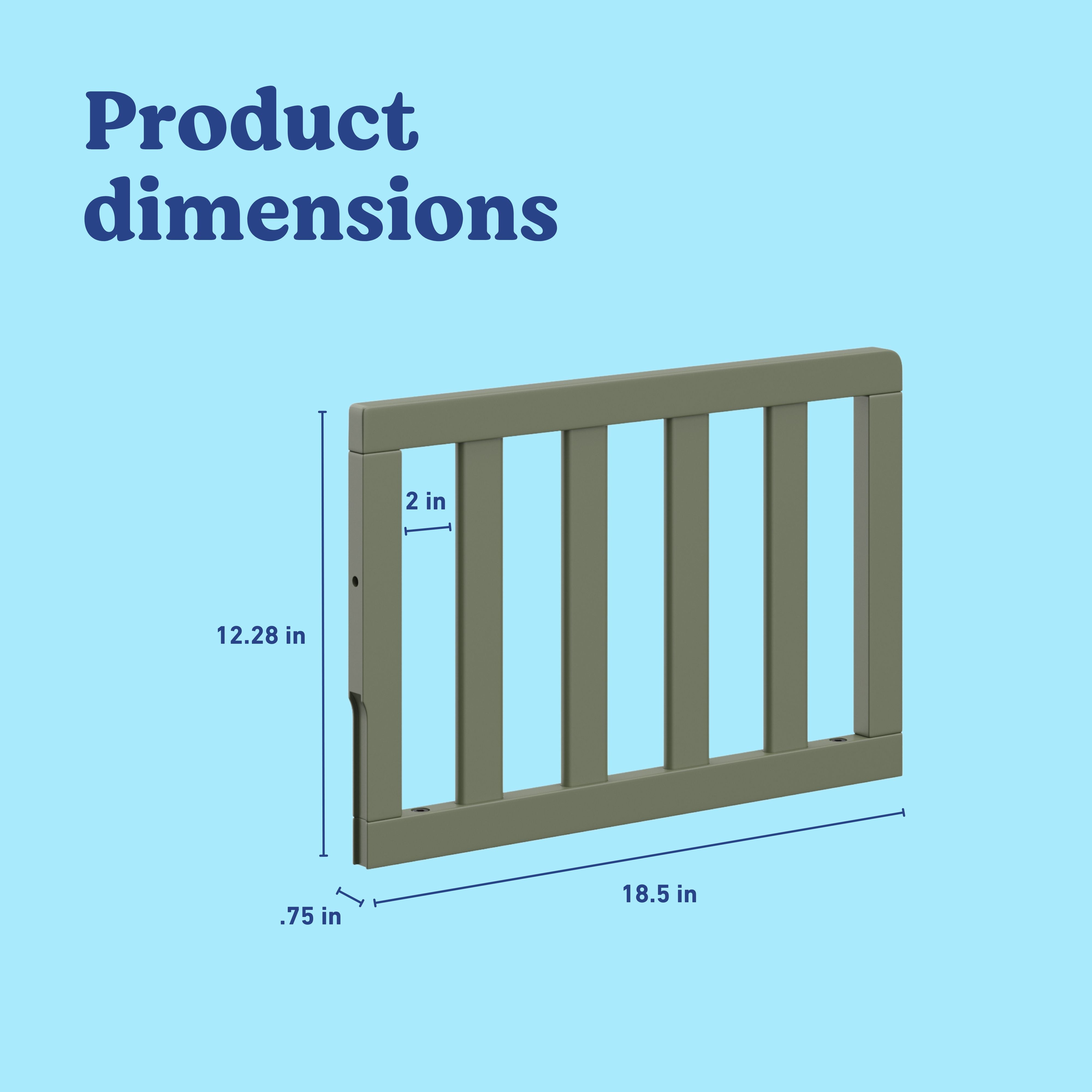 Olive toddler safety guardrail slats with dimensions