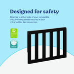 Black toddler safety guardrail slats certifications callout