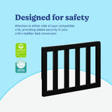 Black toddler safety guardrail slats certifications callout