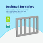 Pebble gray toddler safety guardrail slats certifications callout