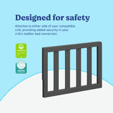 Gray toddler safety guardrail slats certifications callout