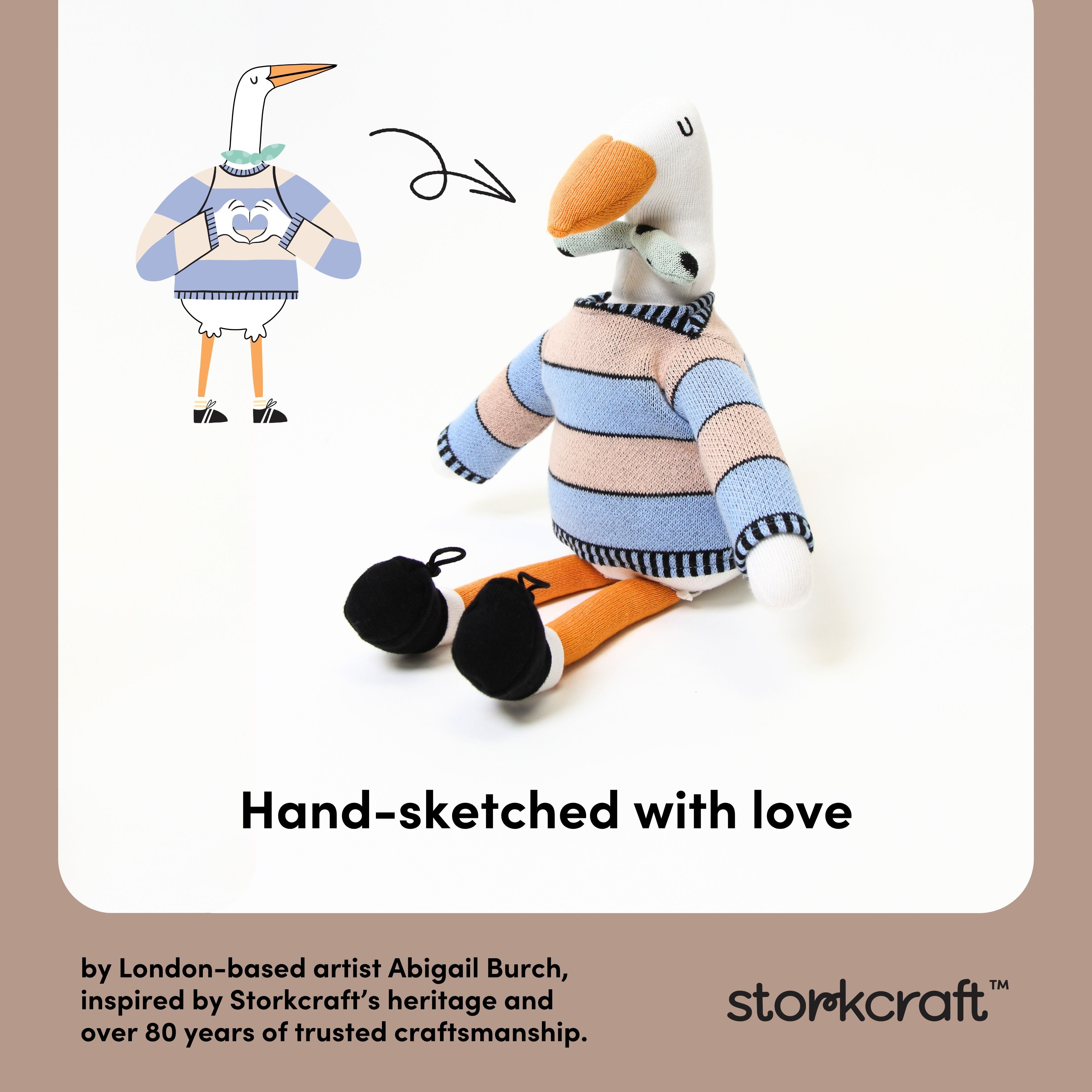 AJ the Stork Plush Toy Callout Image