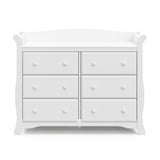 Front view of white 6 drawer dresser