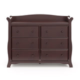 Front view of espresso 6 drawer dresser