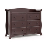espresso 6 drawer dresser angled