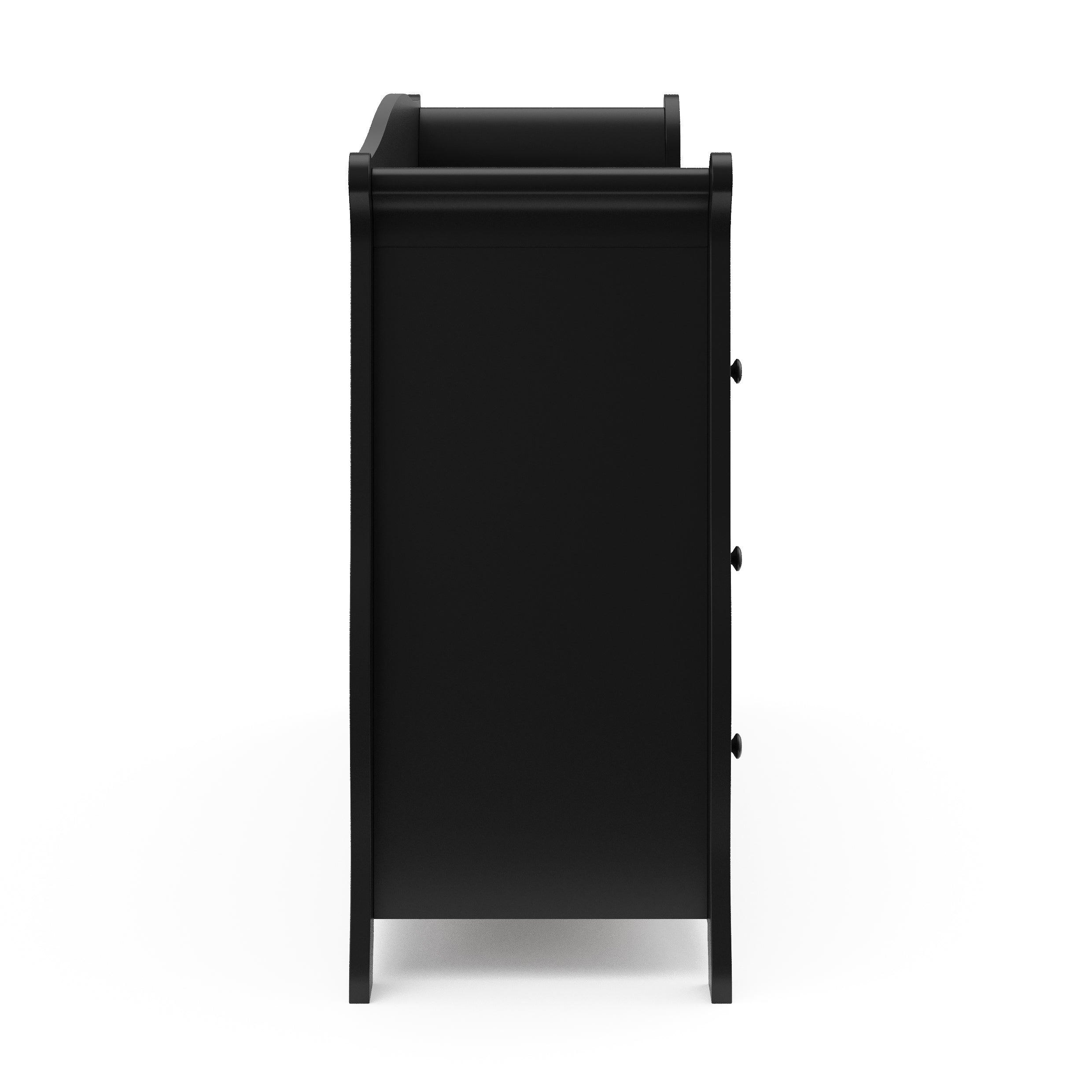 Side view of Black 6 drawer dresser