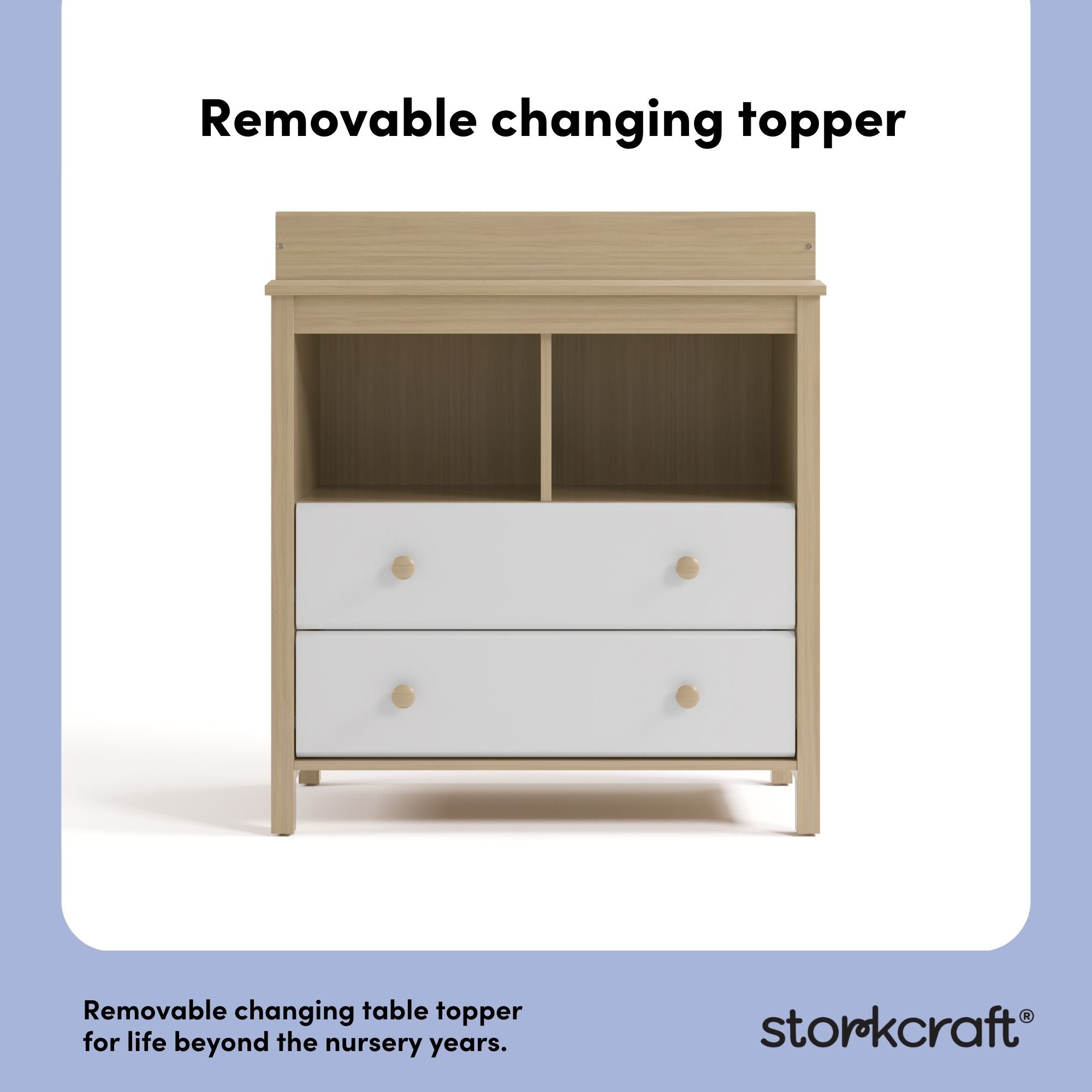 alpine driftwood with white 2 drawer changing chest removable topper callout