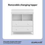 alpine white 2 drawer changing chest removable topper callout