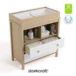 alpine driftwood with white 2 drawer changing chest certifications callout