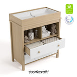 alpine driftwood with white 2 drawer changing chest certifications callout
