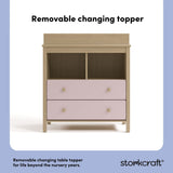 alpine blush with driftwood 2 drawer changing chest removable topper callout