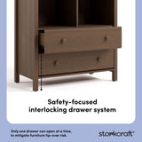 alpine hazelnut 2 drawer changing chest interlocking drawer callout