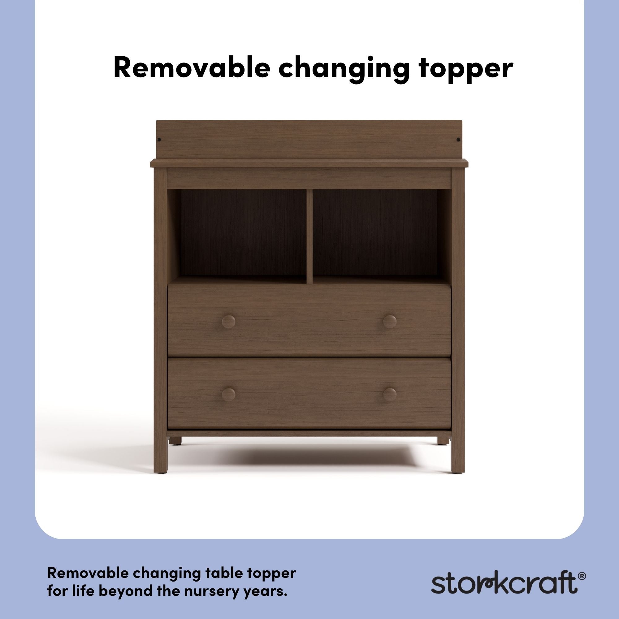 alpine hazelnut 2 drawer changing chest removable topper callout