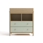 alpine 2 drawer changing chest driftwood with sage front view