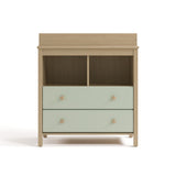 alpine 2 drawer changing chest driftwood with sage front view