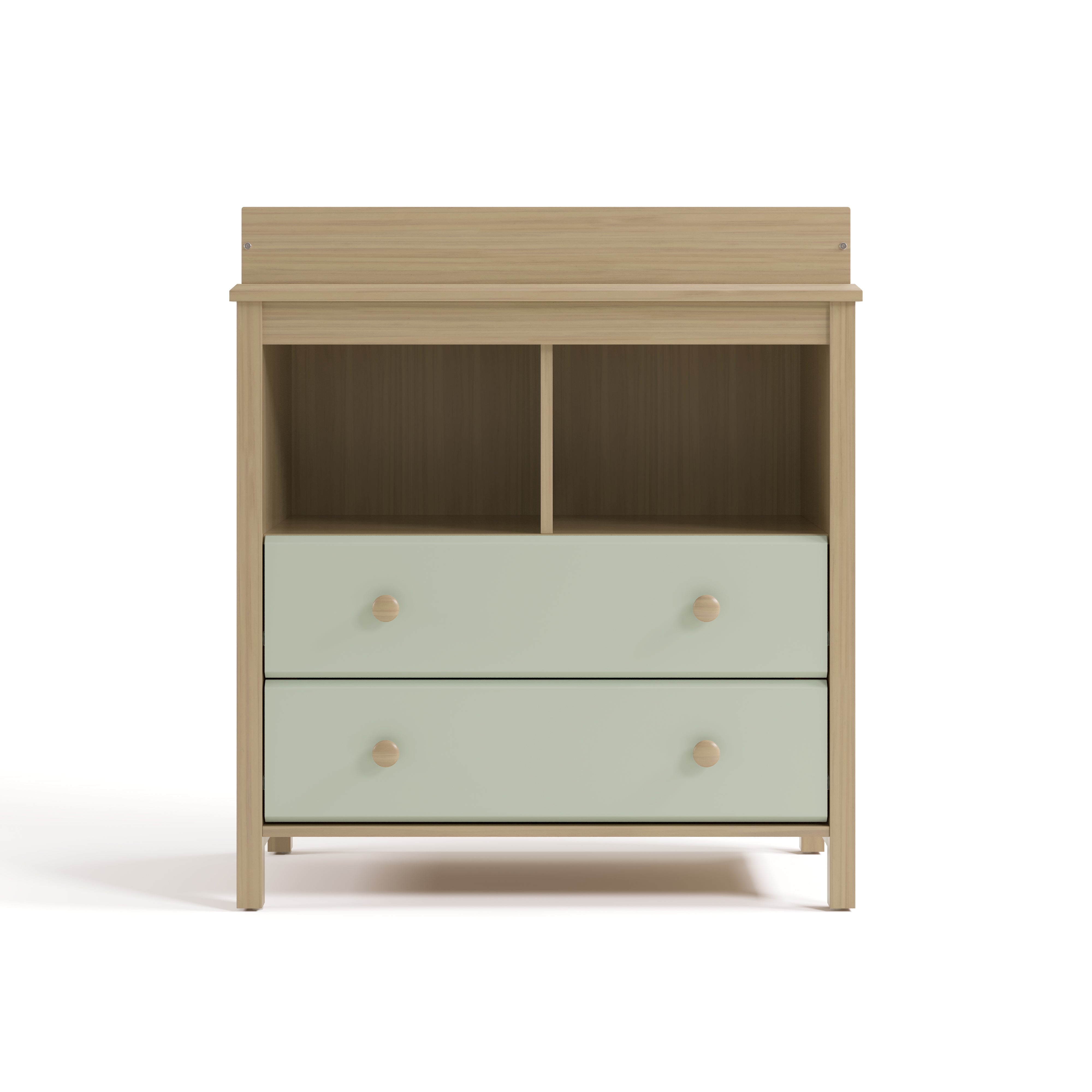 alpine 2 drawer changing chest driftwood with sage front view