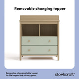 alpine driftwood with sage 2 drawer changing chest removable topper callout