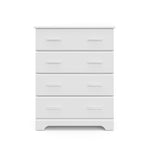 Front view of white 4 drawer chest