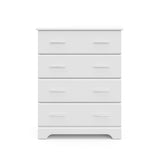 Front view of white 4 drawer chest