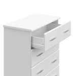 White 4 drawer chest with open drawer