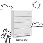 Brookside white 4 drawer dresser with black doodles overlaid on image