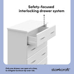 Brookside white 4 drawer dresser interlocking drawers callout