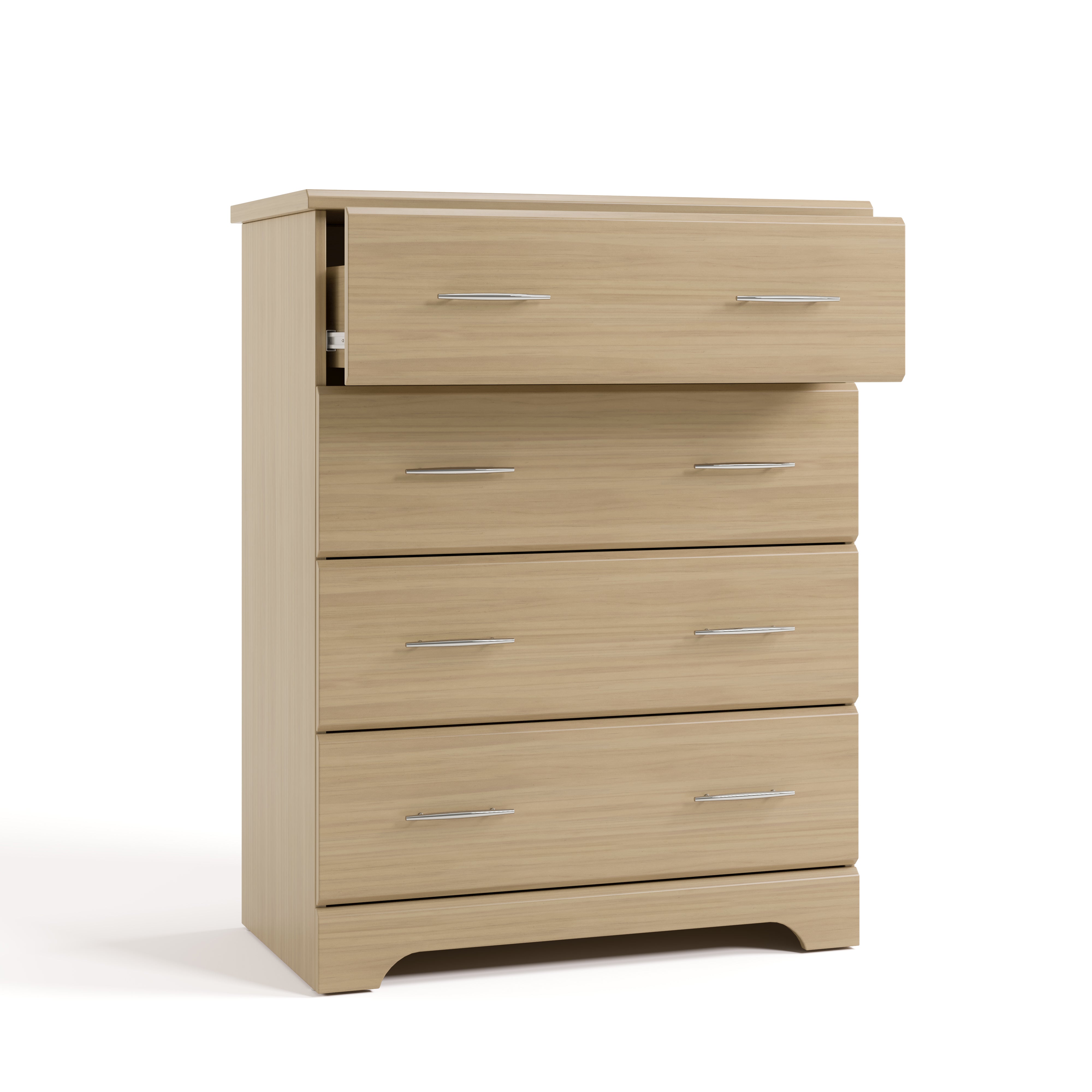 Brookside driftwood 4 drawer dresser with top drawer open angle view