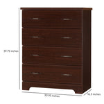 espresso 4 drawer chest with dimension