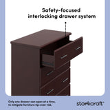 Brookside espresso 4 drawer dresser interlocking drawers callout