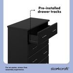 Brookside black 4 drawer dresser pre-installed drawer tracks callout