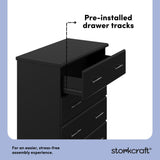 Brookside black 4 drawer dresser pre-installed drawer tracks callout