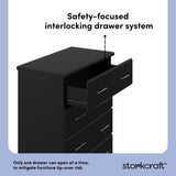 Brookside black 4 drawer dresser interlocking drawers callout