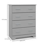 Pebble gray 4 drawer chest with dimensions