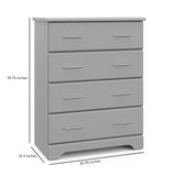 Pebble gray 4 drawer chest with dimensions