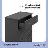 Brookside gray 4 drawer dresser pre-installed drawer tracks callout